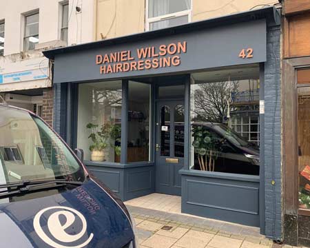 Brushed copper lettering