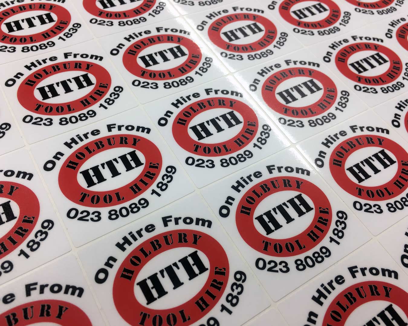cut to shape stickers for Holbury Tool Hire