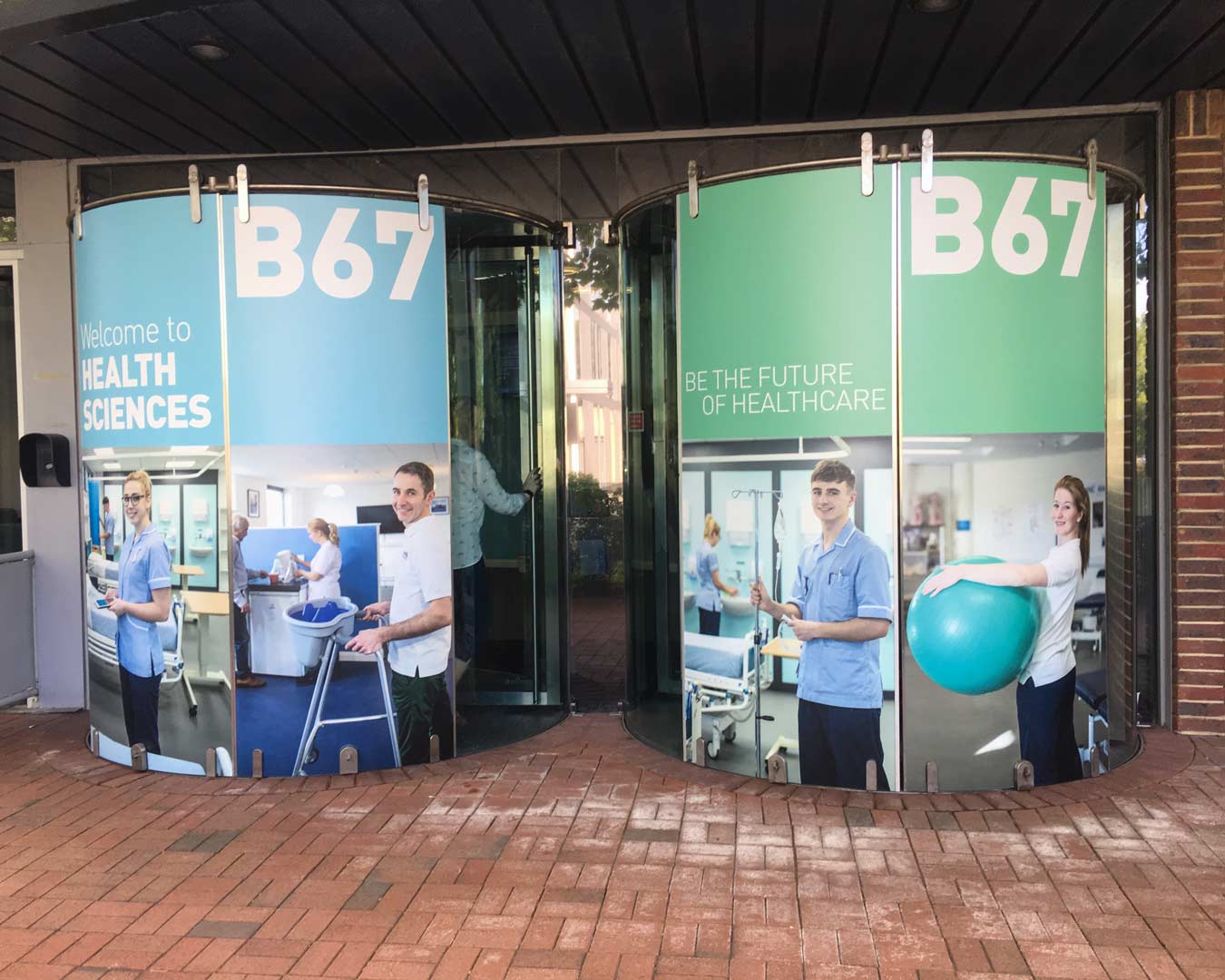 University of Southampton printed window graphics entrance